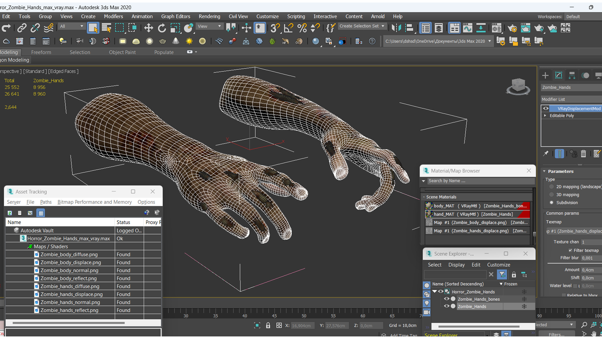 Horror Zombie Hands 3D model