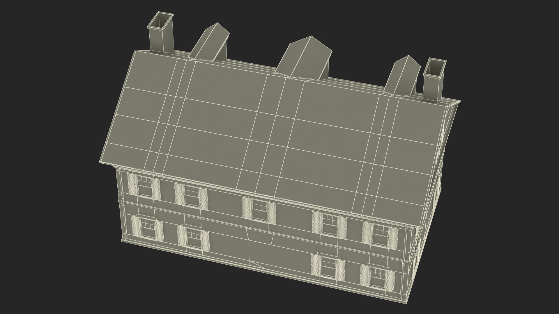Classic Two-Story Brick House 3D model