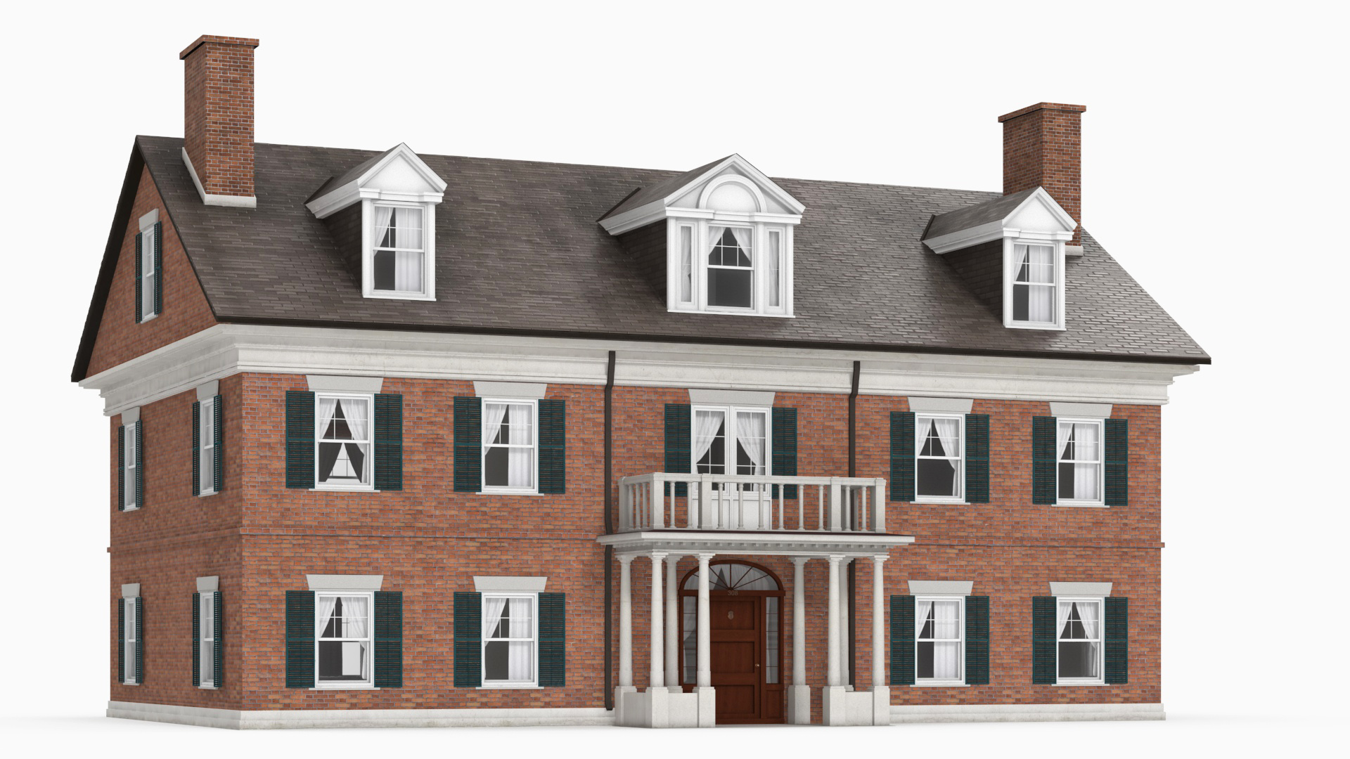 Classic Two-Story Brick House 3D model