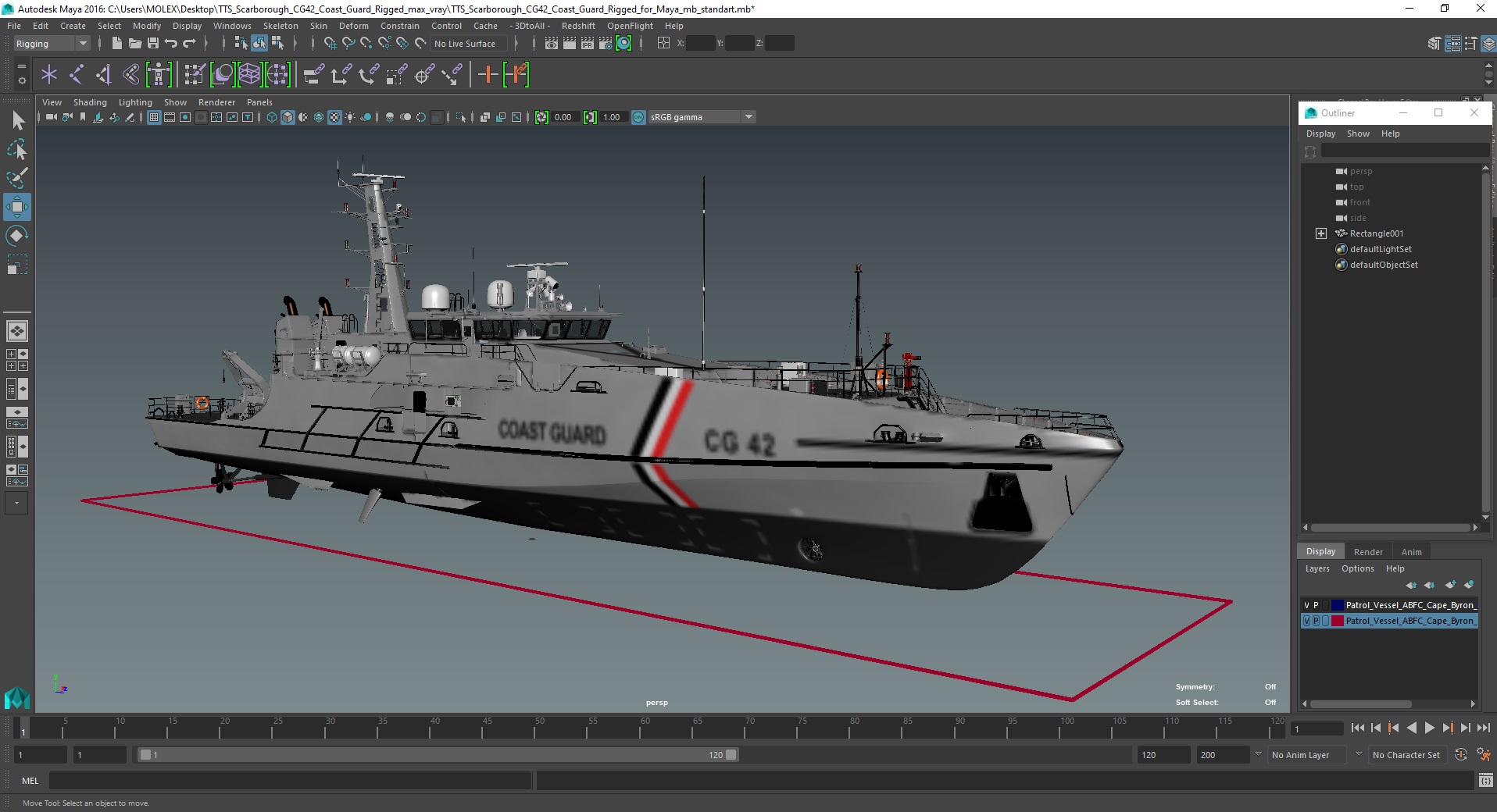 3D TTS Scarborough CG42 Coast Guard Rigged for Maya model