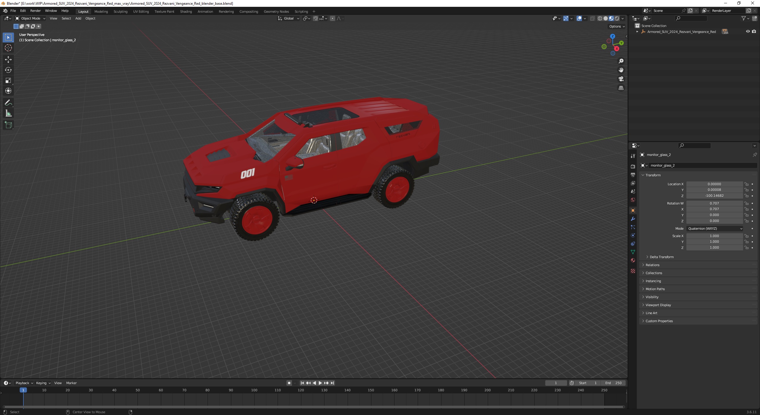 3D Armored SUV 2024 Rezvani Vengeance Red model