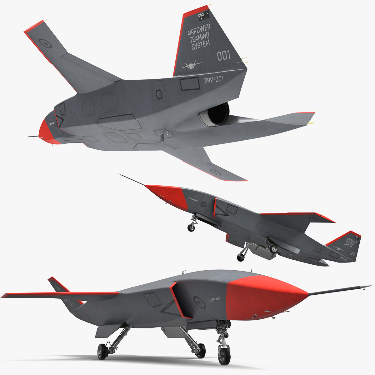 Stealth Boeing MQ-28 Ghost Bat 3D model preview