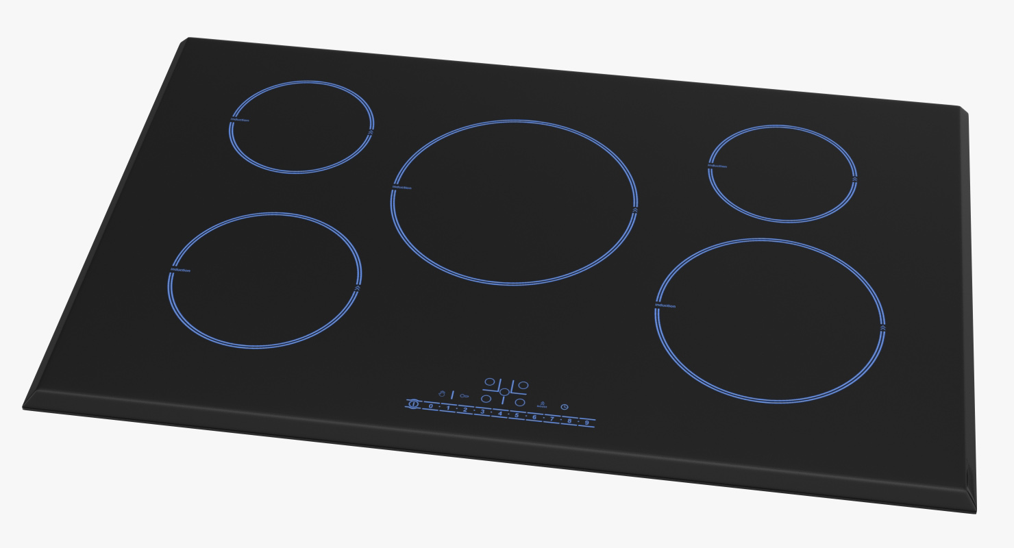 3D model 5 Zone Induction Hob with Stainless Tableware
