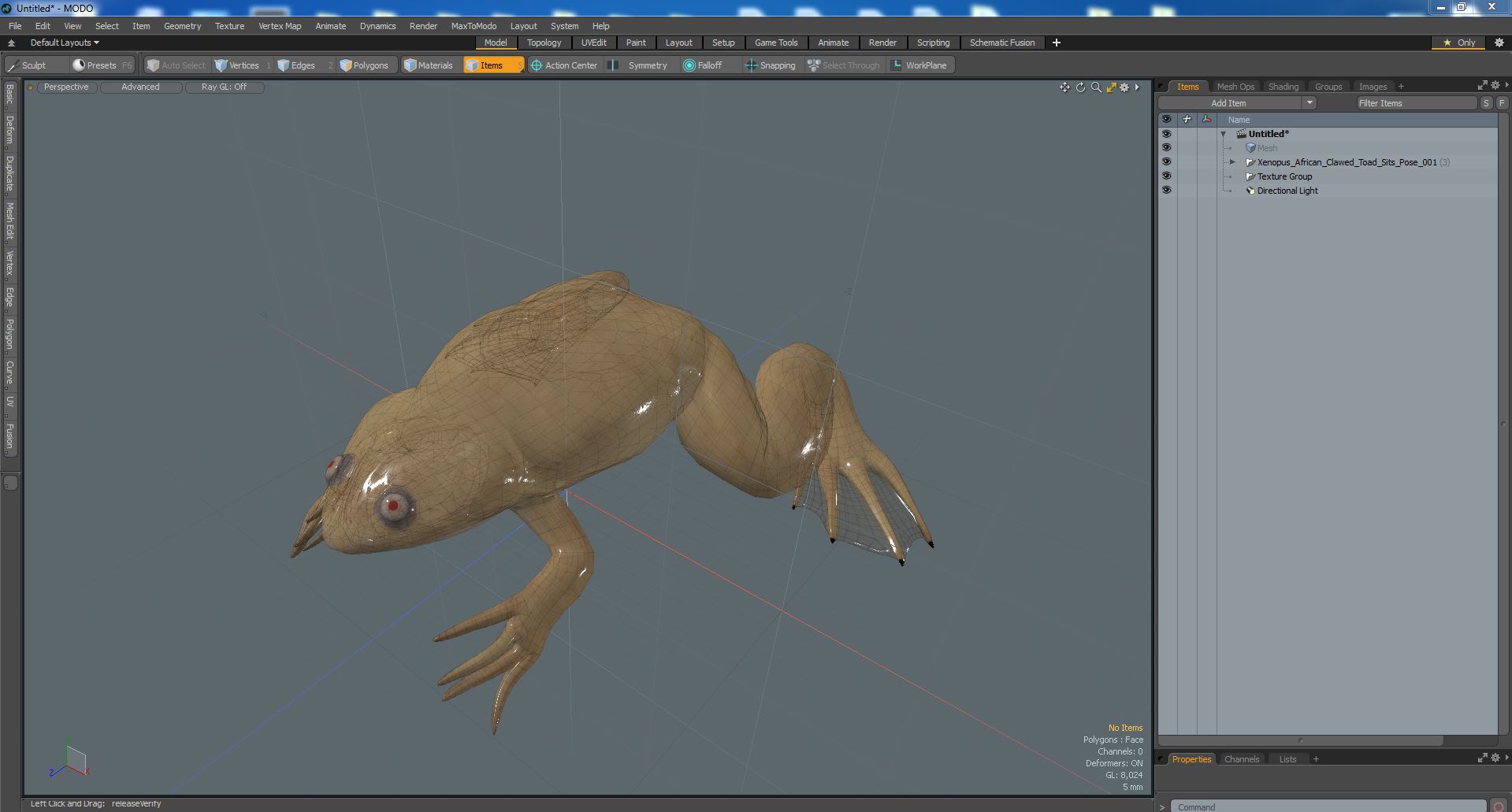 Xenopus African Clawed Toad Sits Pose 3D