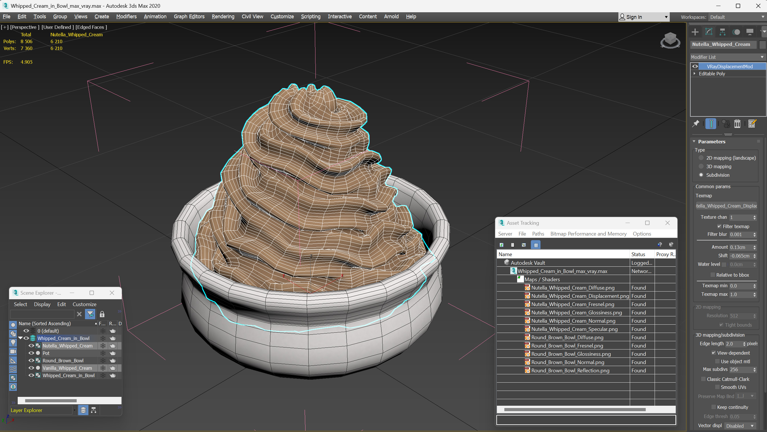 3D Whipped Cream in Bowl
