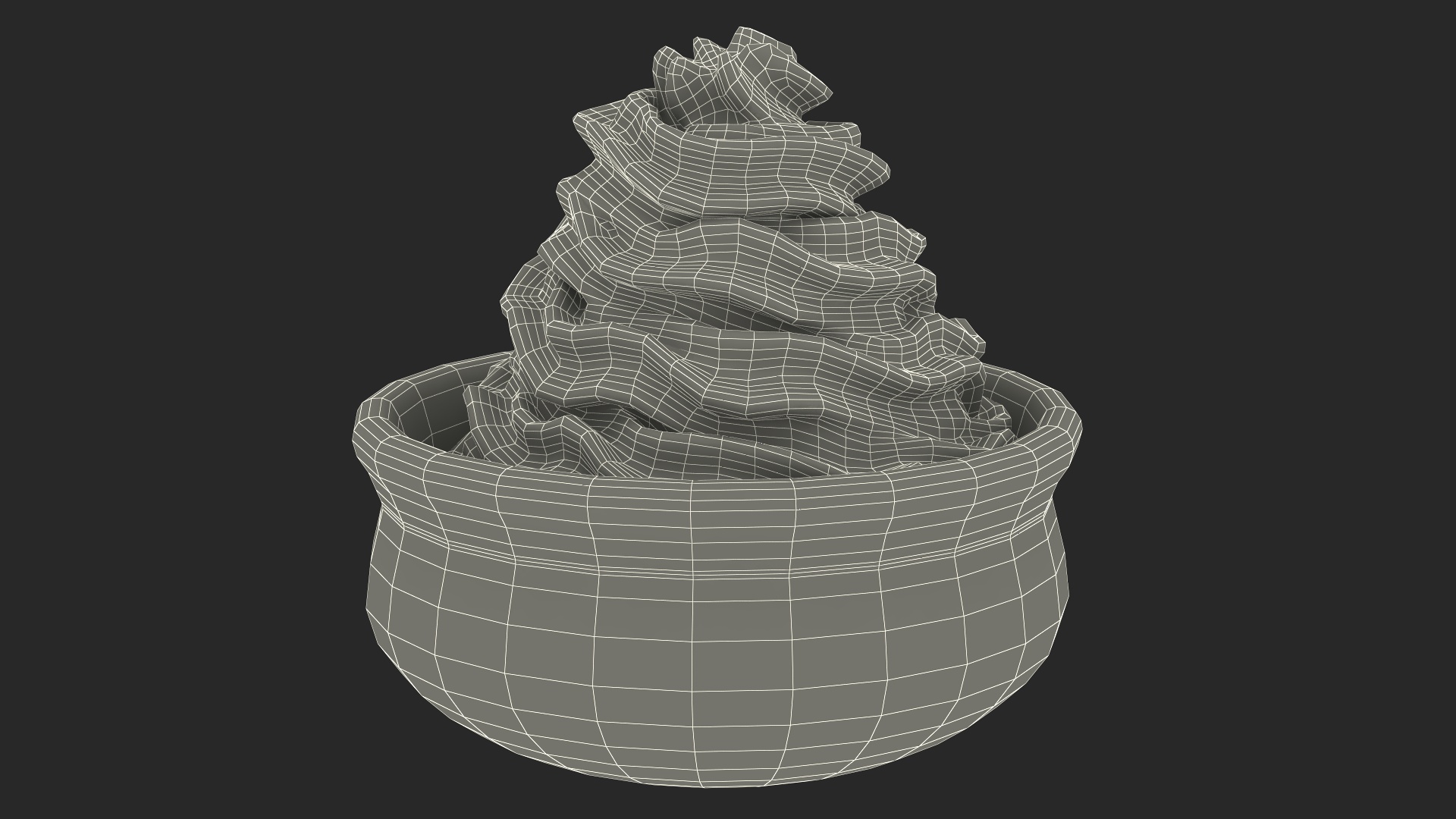 3D Whipped Cream in Bowl