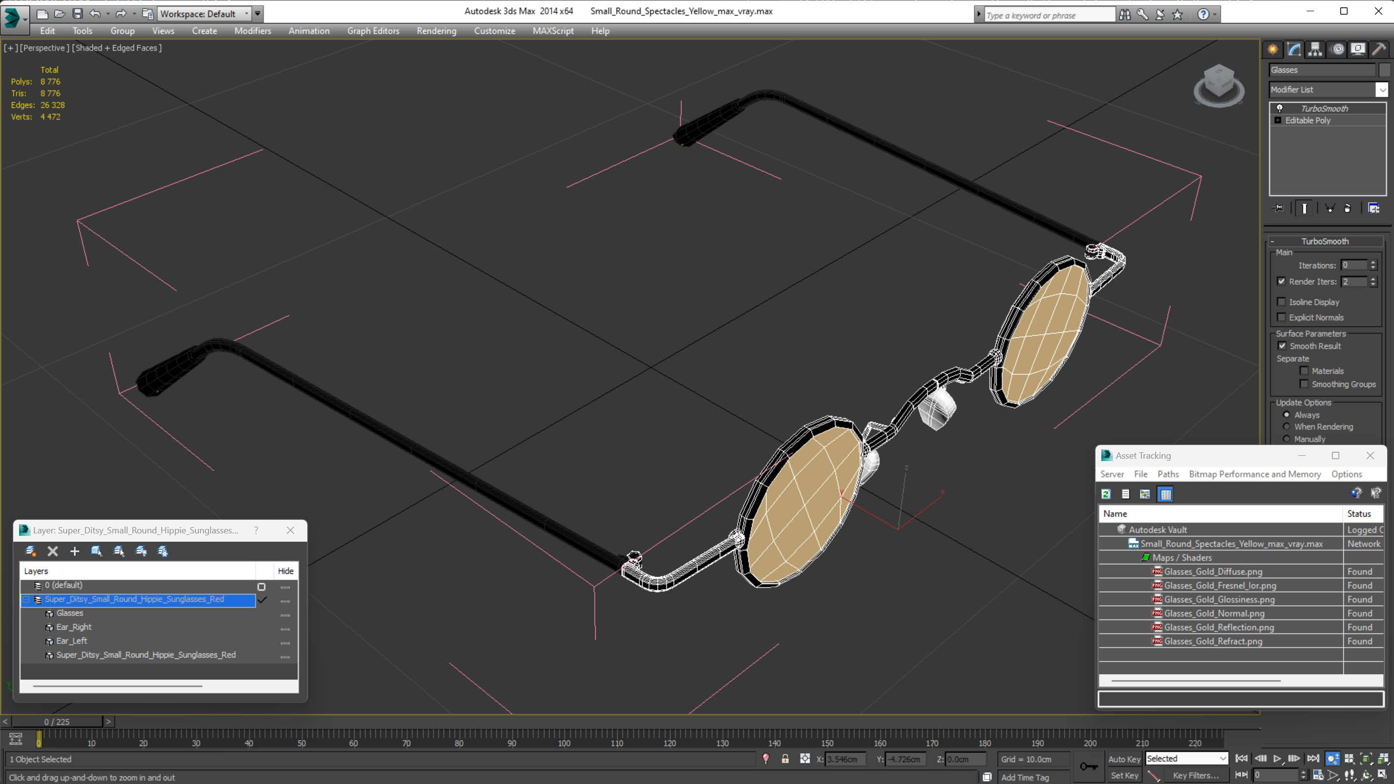 Small Round Spectacles Yellow 3D model