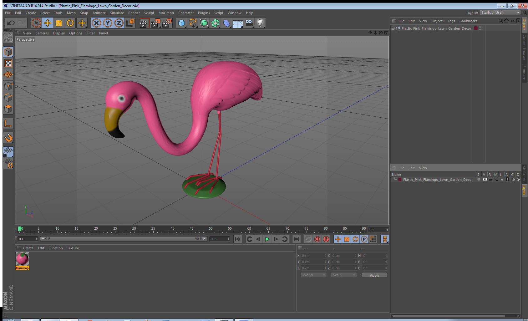 Plastic Pink Flamingo Lawn Garden Decor 3D model