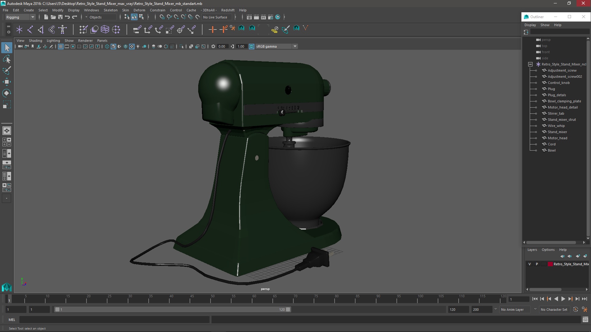 3D Retro Style Stand Mixer model