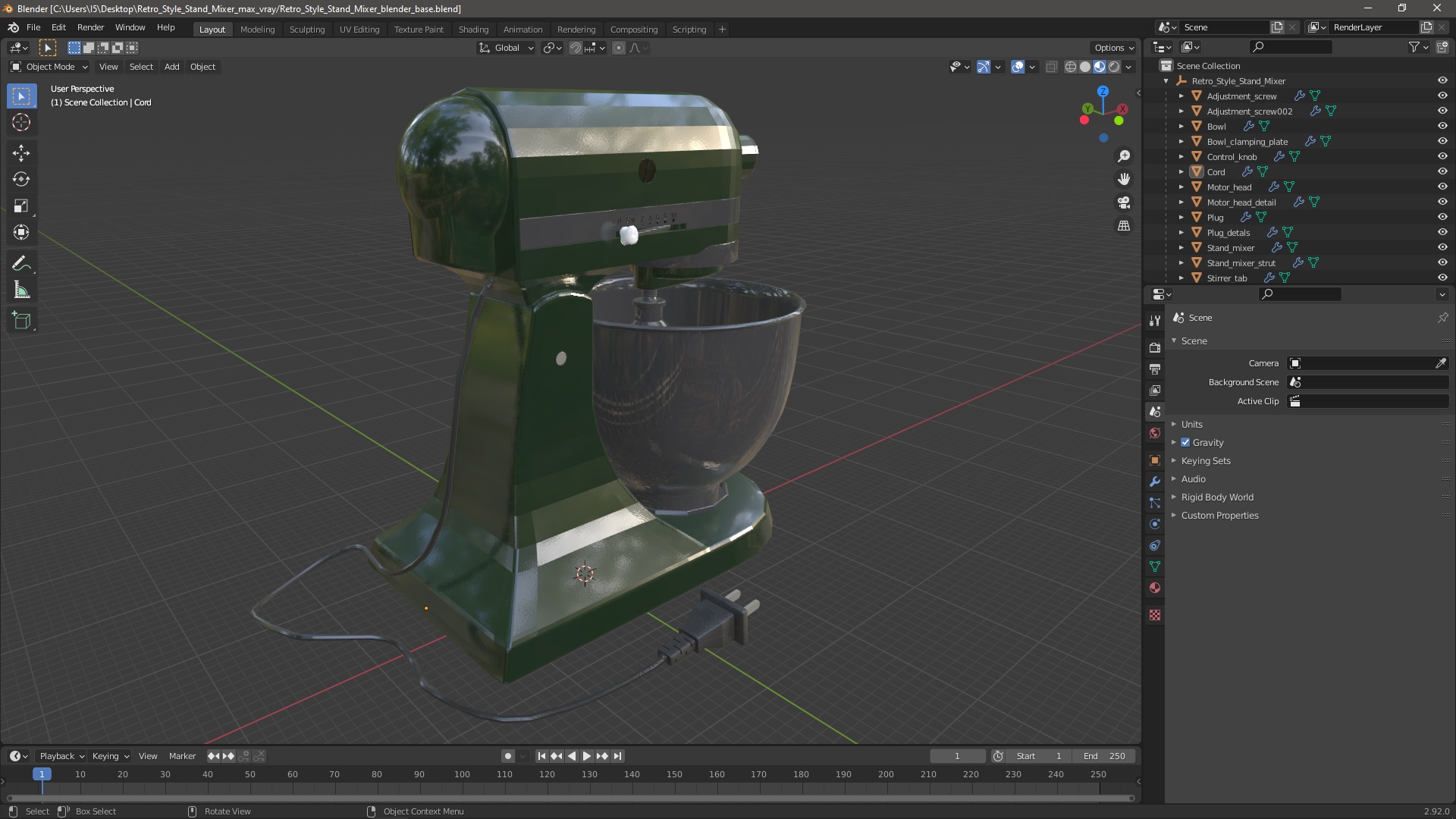 3D Retro Style Stand Mixer model