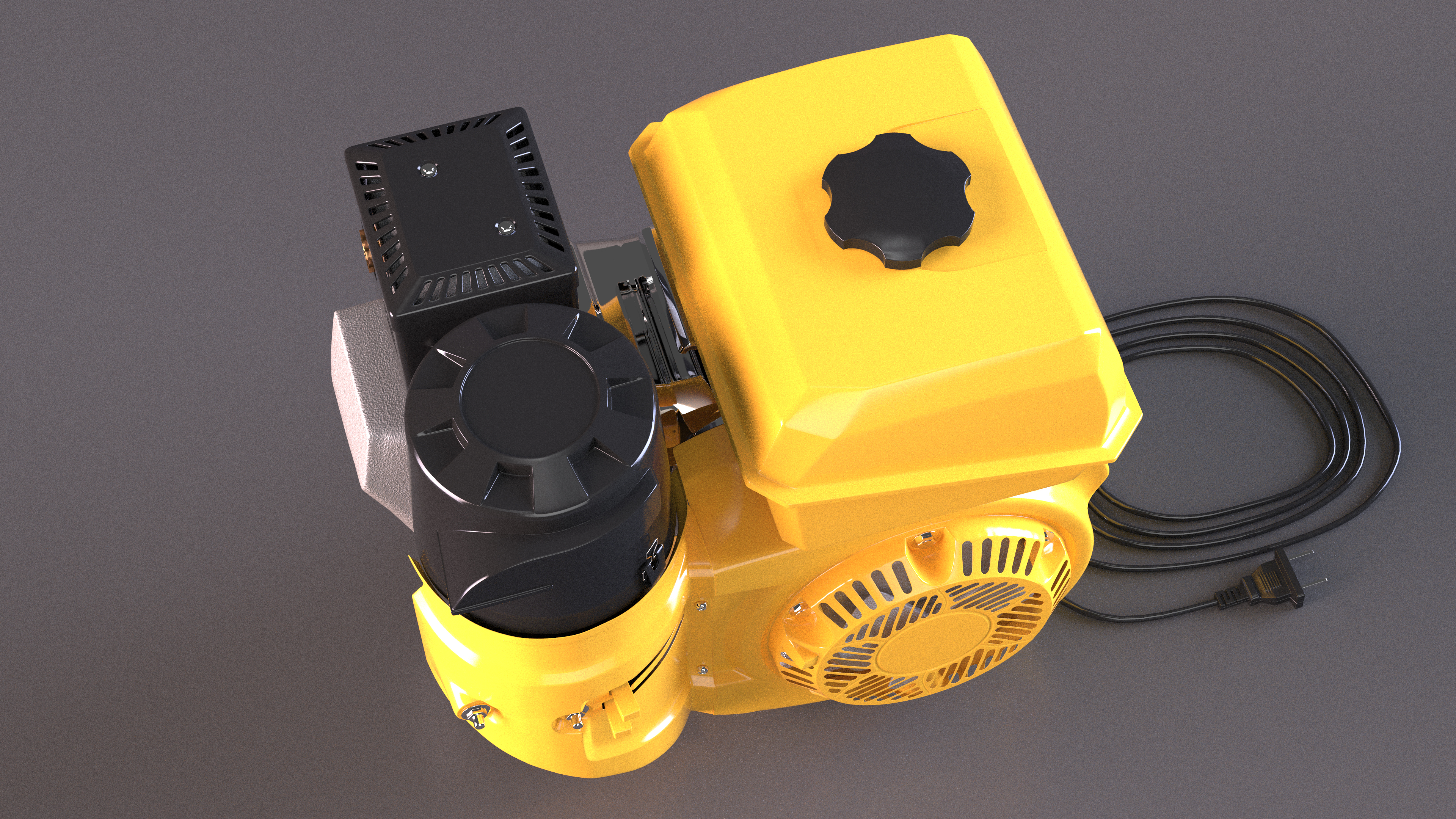 3D Single Cylinder Gasoline Engine Yellow model