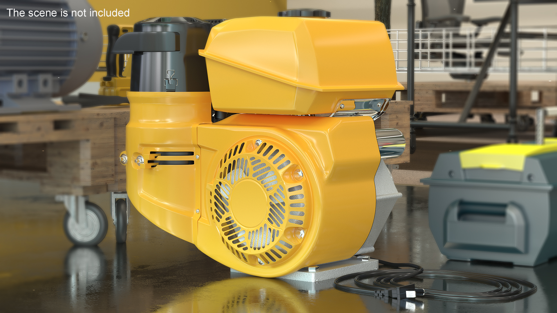3D Single Cylinder Gasoline Engine Yellow model
