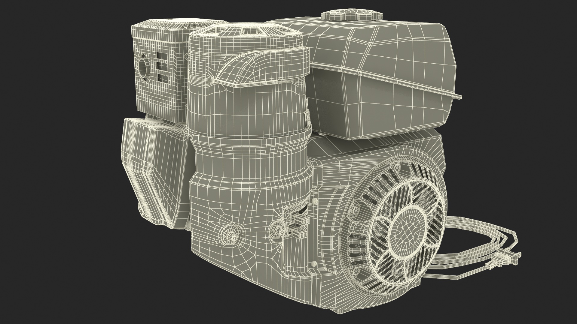 3D Single Cylinder Gasoline Engine Yellow model