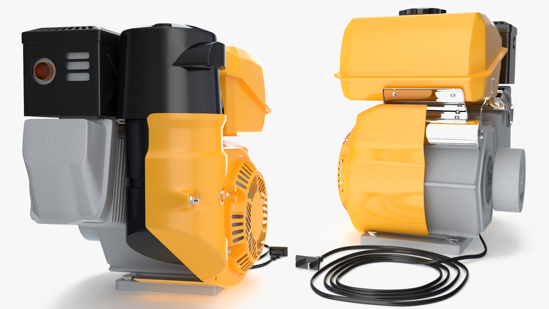 3D Single Cylinder Gasoline Engine Yellow model