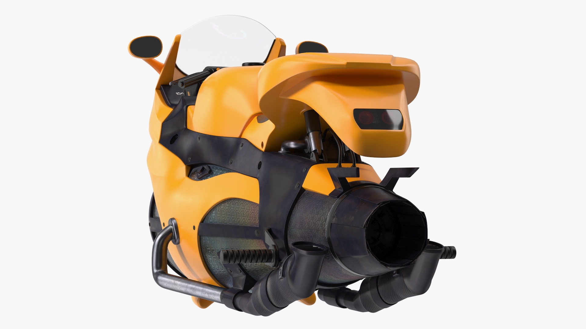3D Futuristic Concept Motorcycle Yellow