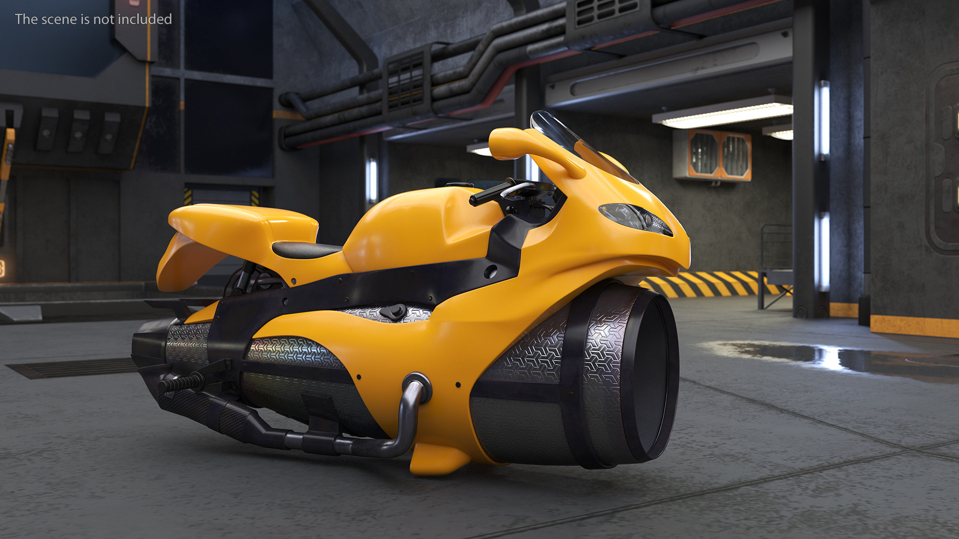 3D Futuristic Concept Motorcycle Yellow