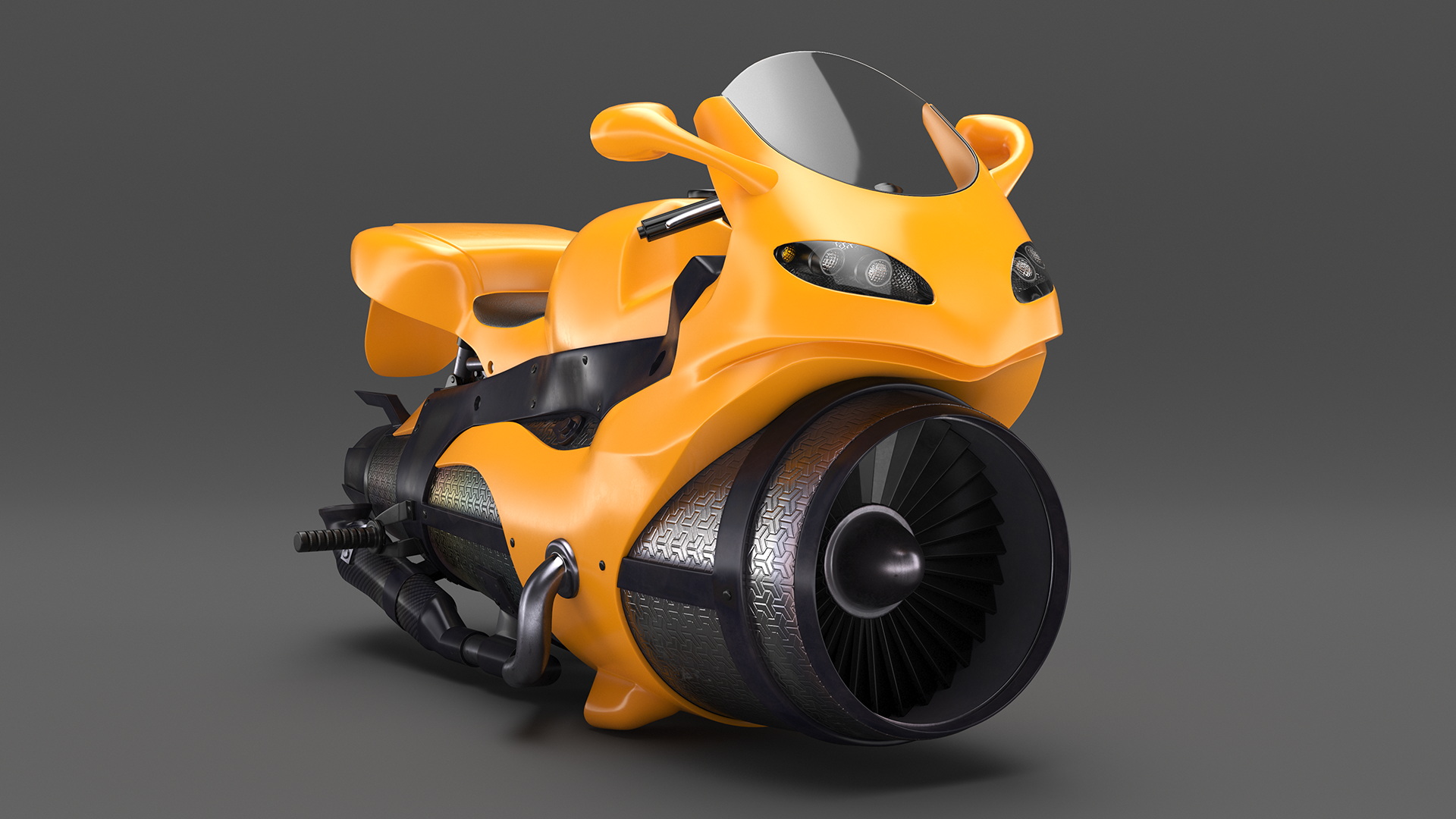3D Futuristic Concept Motorcycle Yellow
