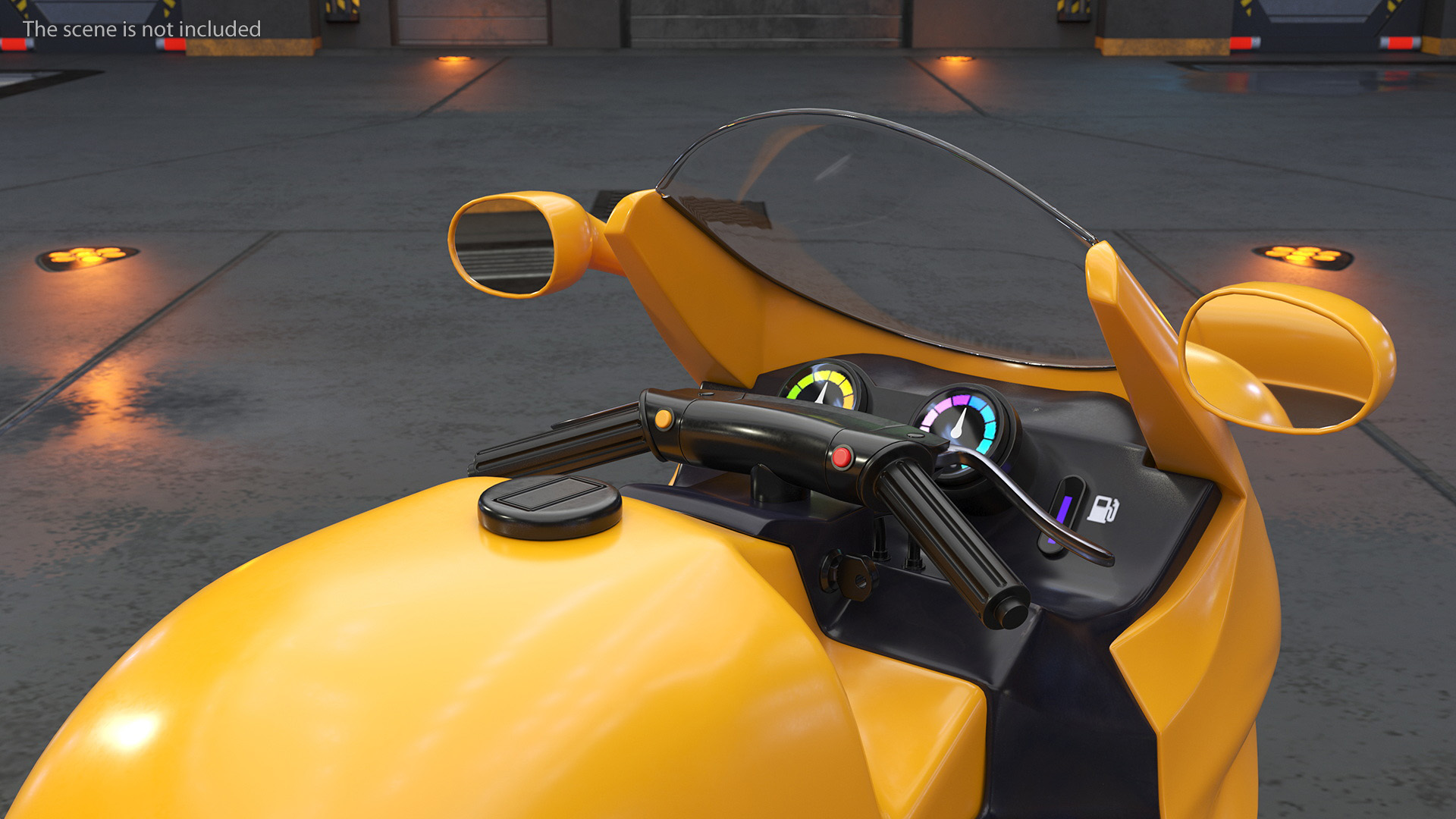 3D Futuristic Concept Motorcycle Yellow