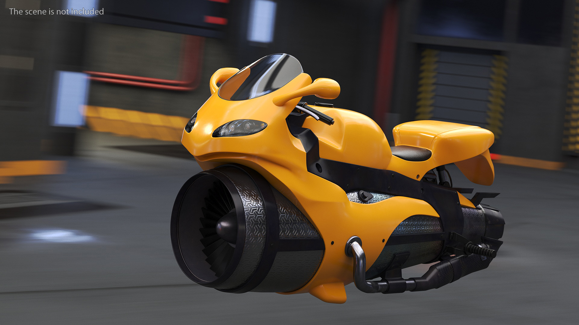 3D Futuristic Concept Motorcycle Yellow