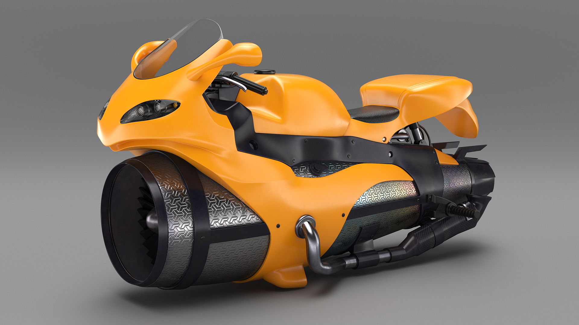 3D Futuristic Concept Motorcycle Yellow