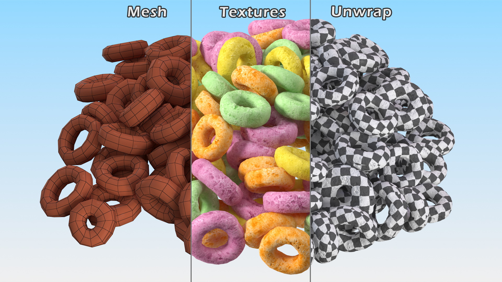 3D Colored Cereals Rings