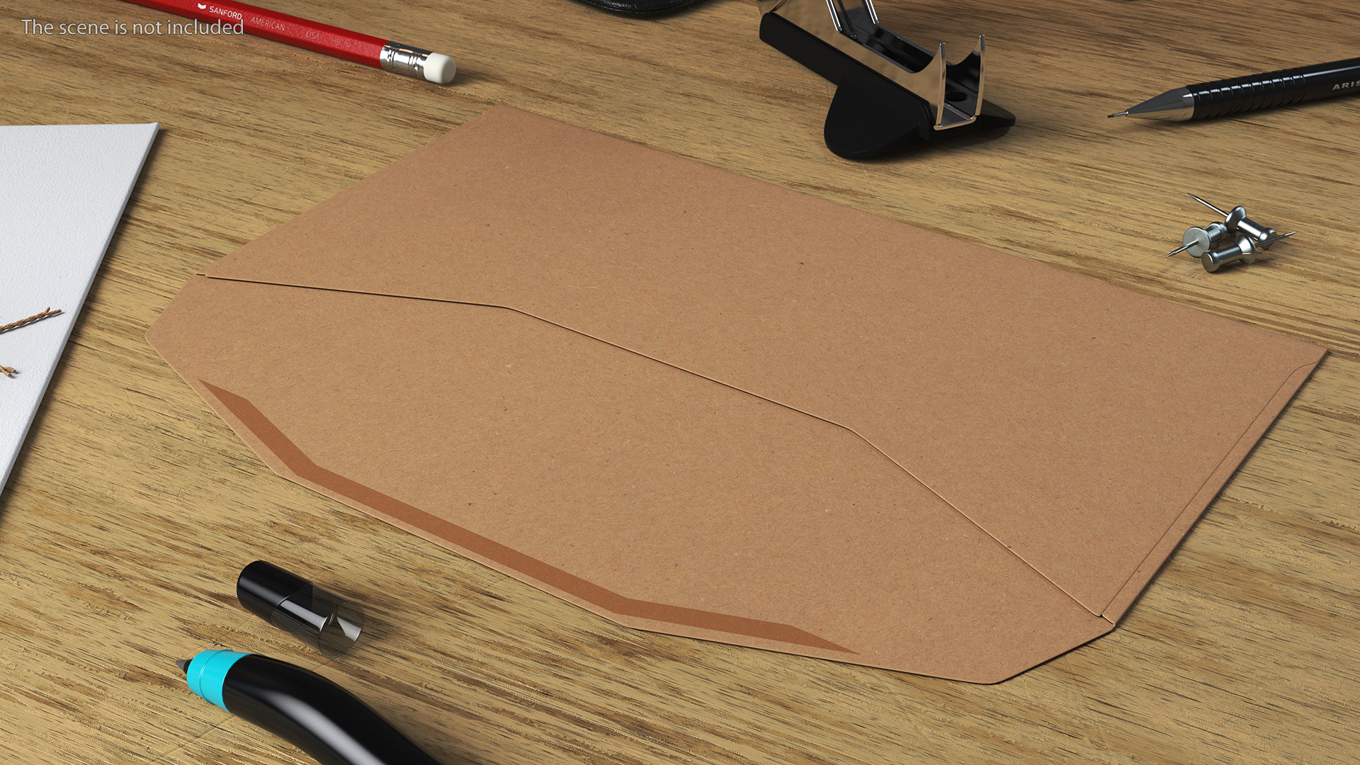 Trapezium Envelope Kraft Paper Rigged 3D