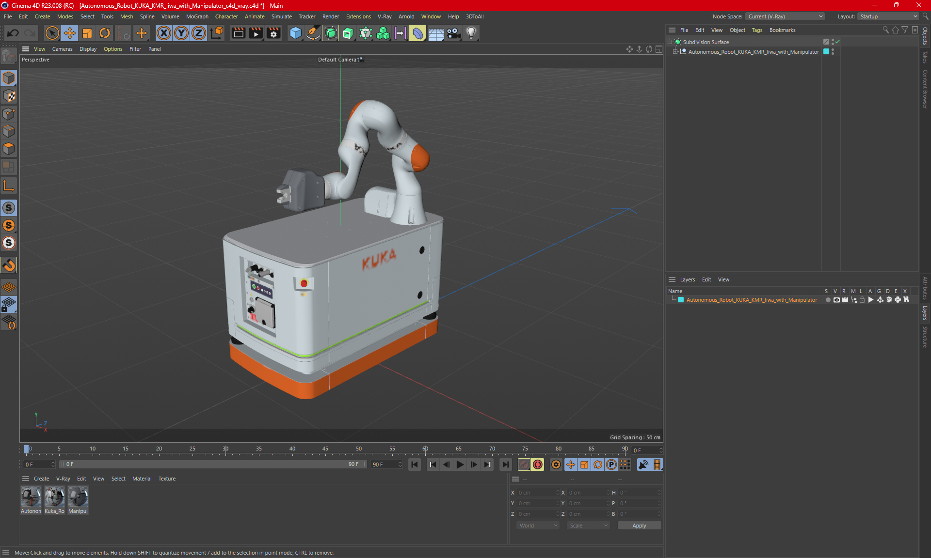 Autonomous Robot KUKA KMR Iiwa with Manipulator 3D