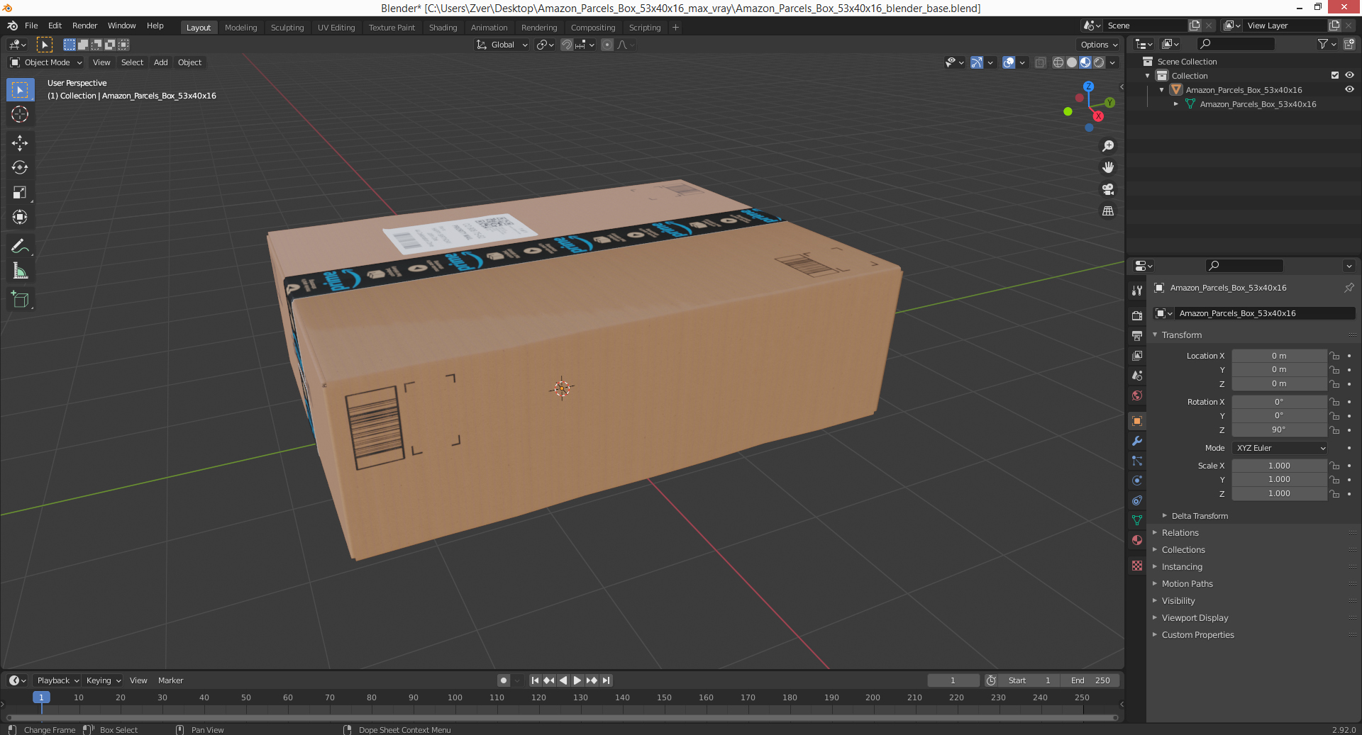 Amazon Parcels Box 53x40x16 3D