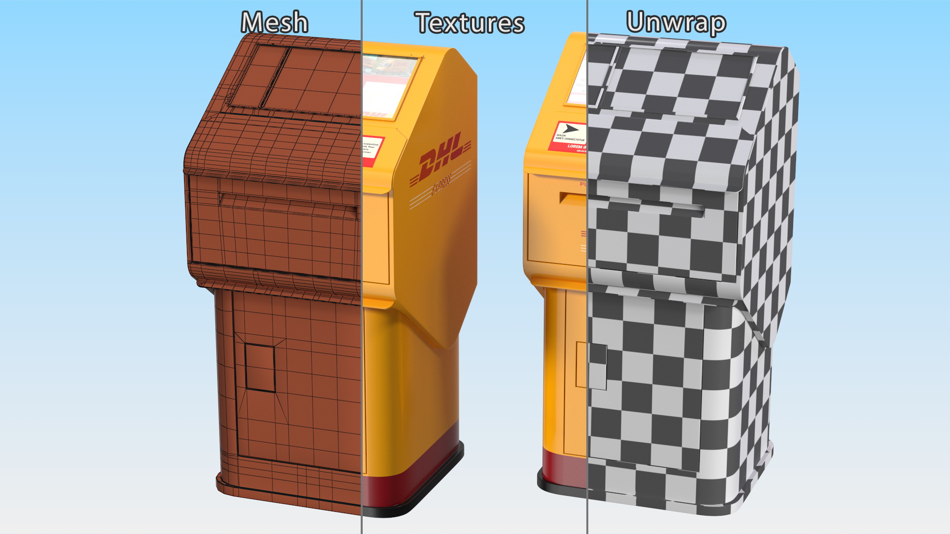 3D DHL Express Package Drop Box model