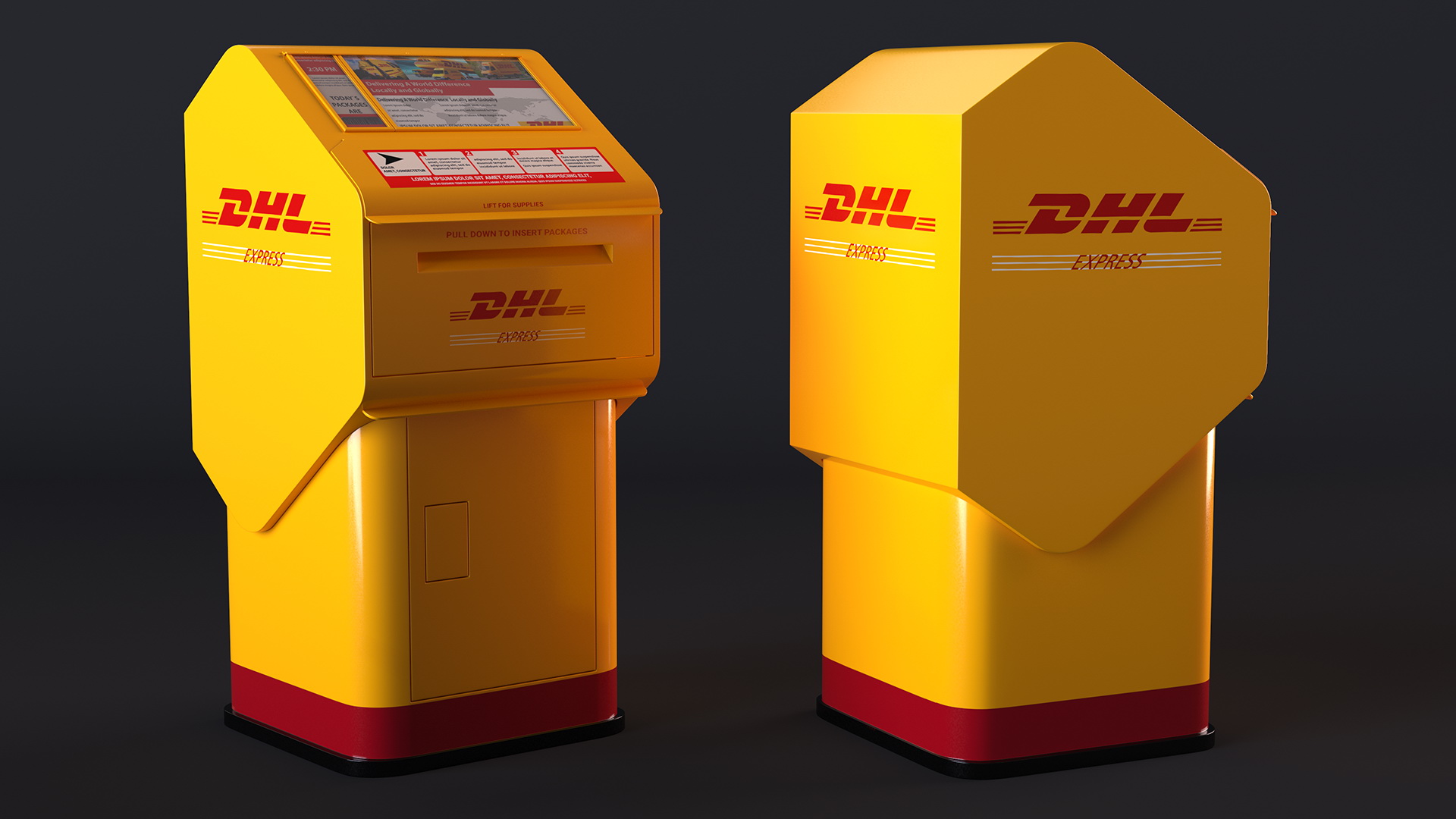 3D DHL Express Package Drop Box model