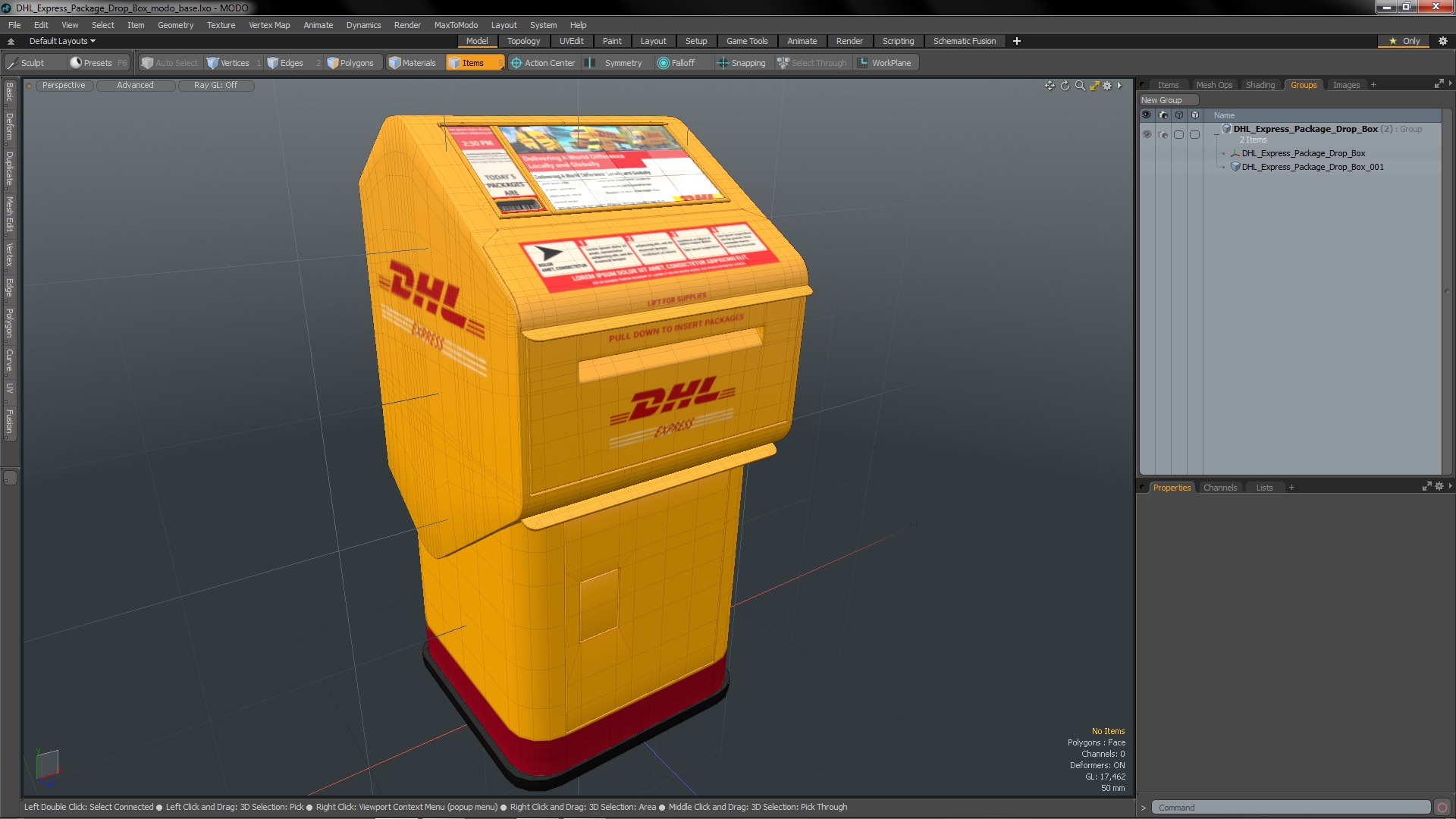 3D DHL Express Package Drop Box model