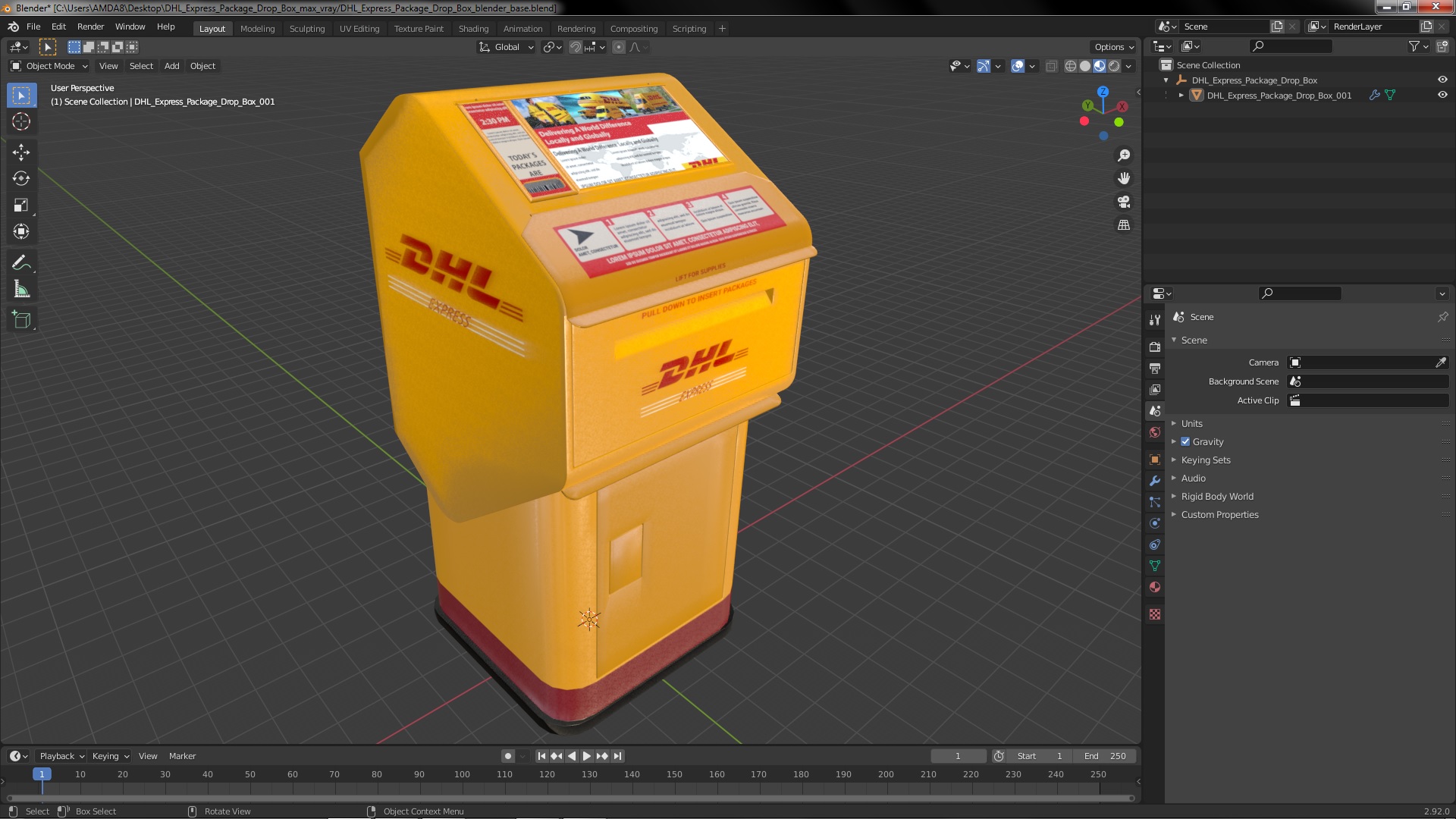 3D DHL Express Package Drop Box model