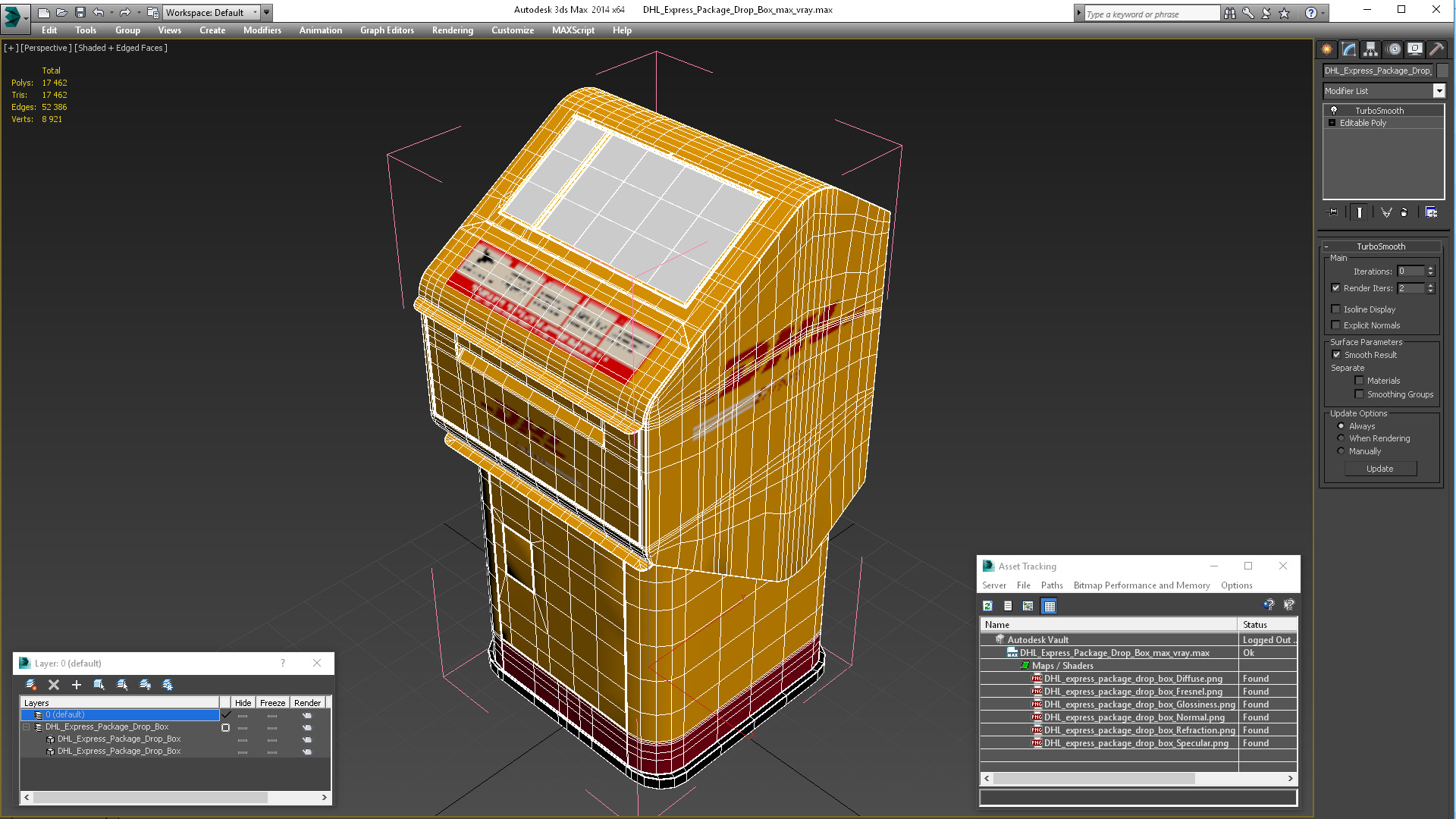 3D DHL Express Package Drop Box model