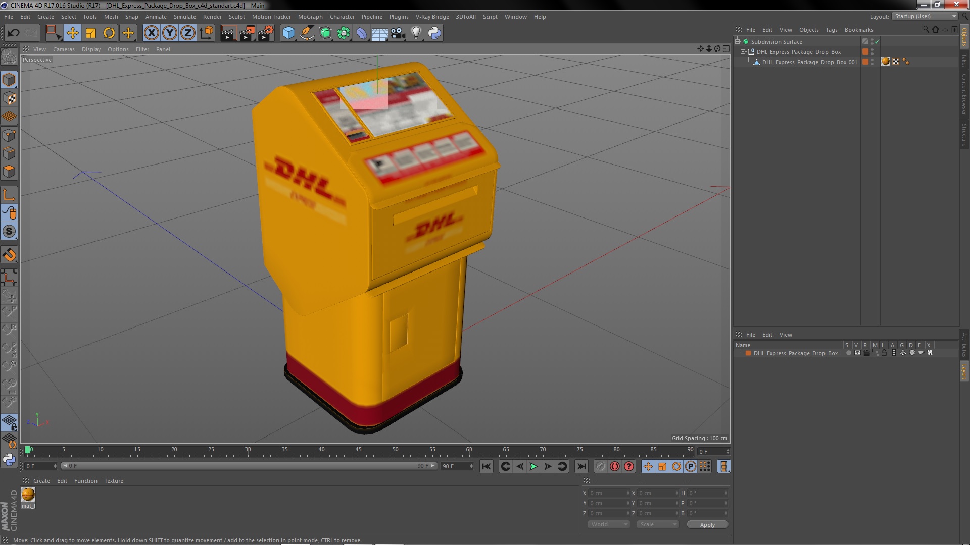 3D DHL Express Package Drop Box model