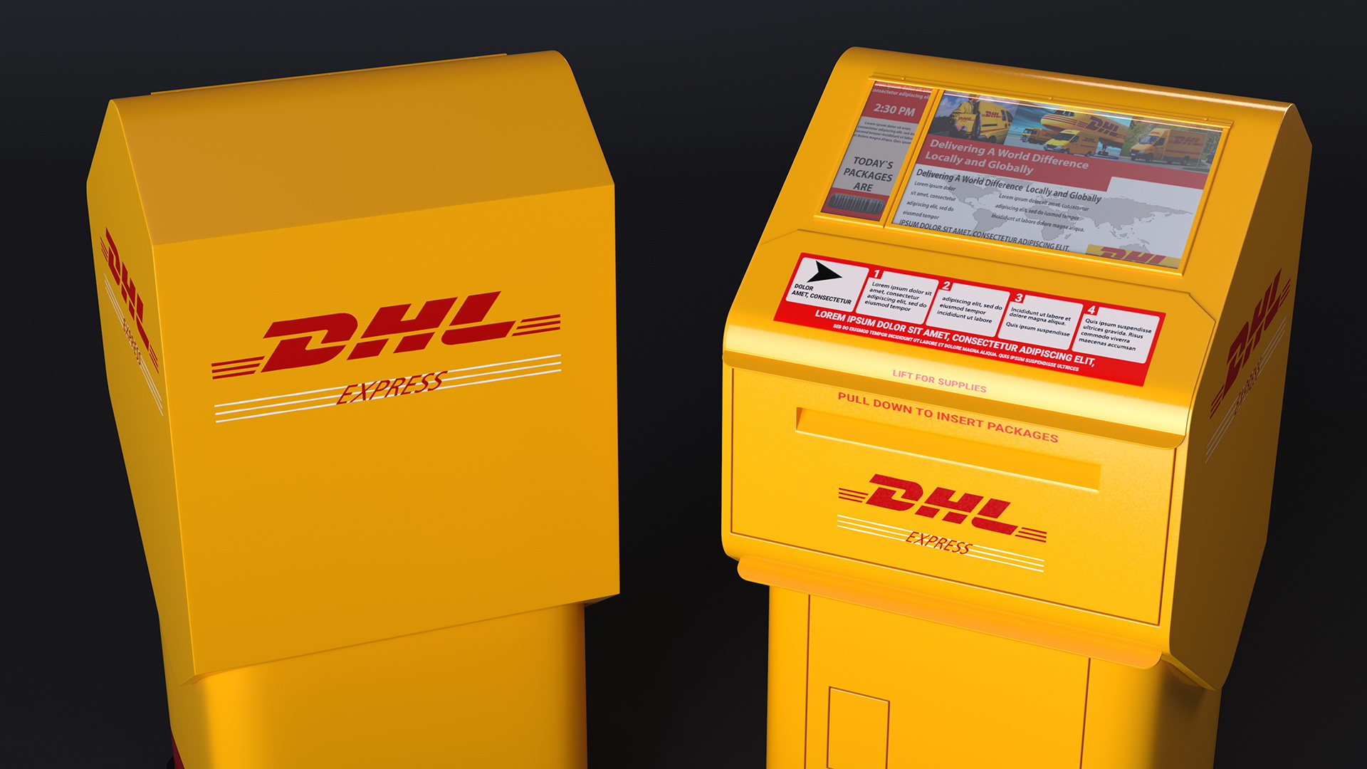 3D DHL Express Package Drop Box model
