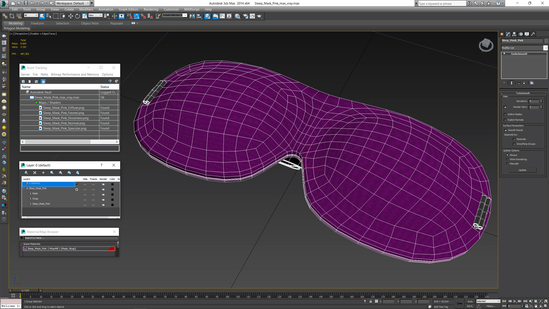 3D model Sleep Mask Pink