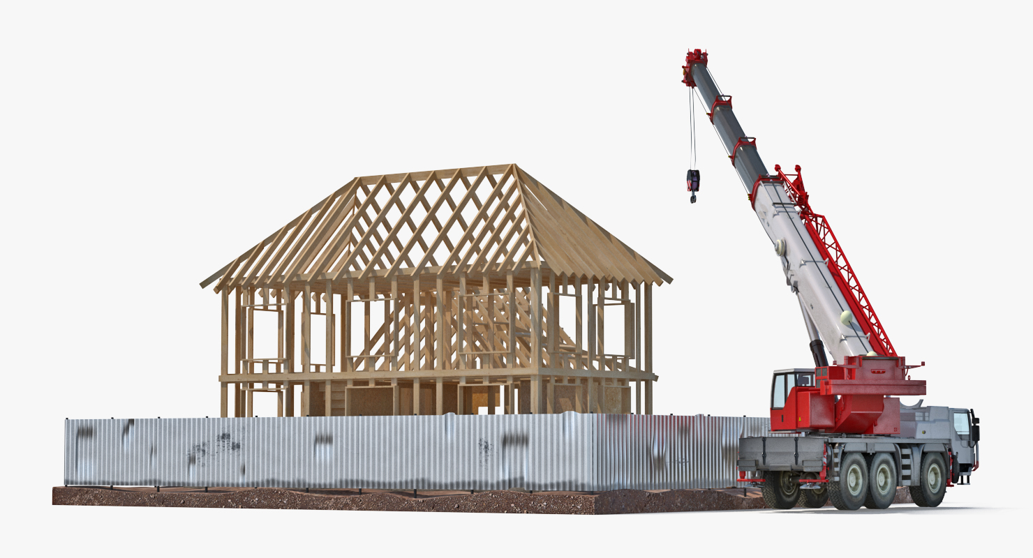 3D Private House Construction 2 with Equipment model