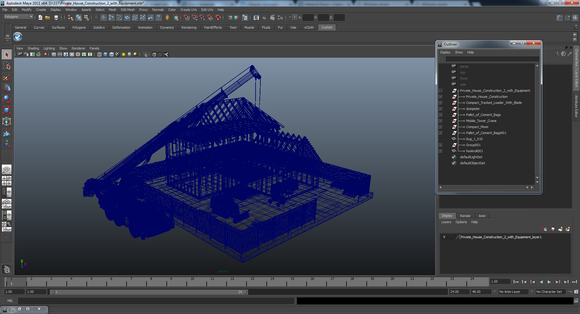 3D Private House Construction 2 with Equipment model