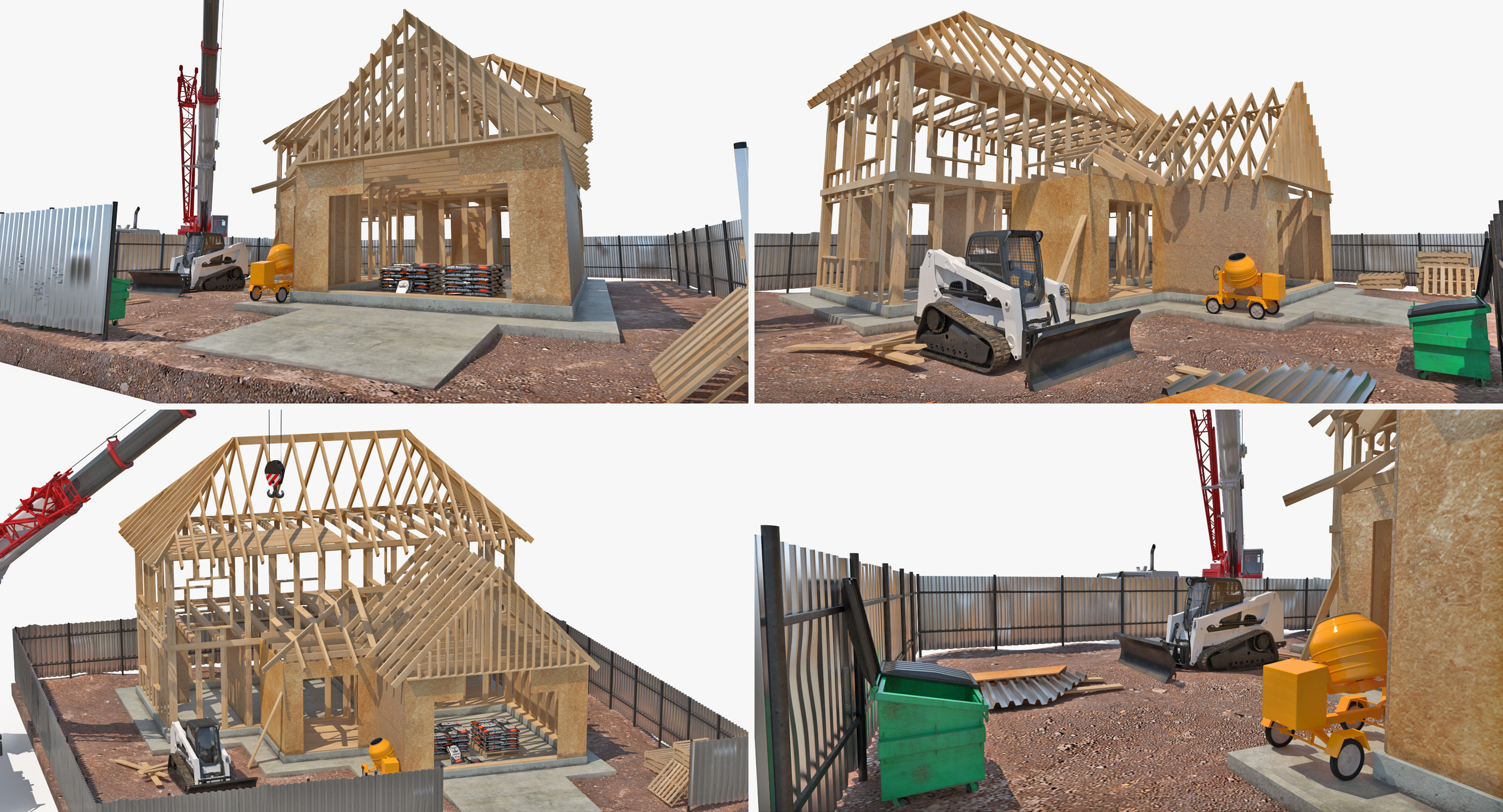 3D Private House Construction 2 with Equipment model