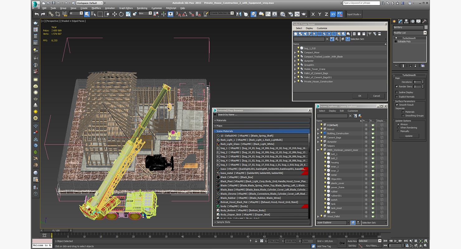 3D Private House Construction 2 with Equipment model