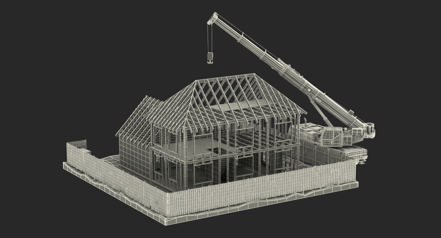 3D Private House Construction 2 with Equipment model