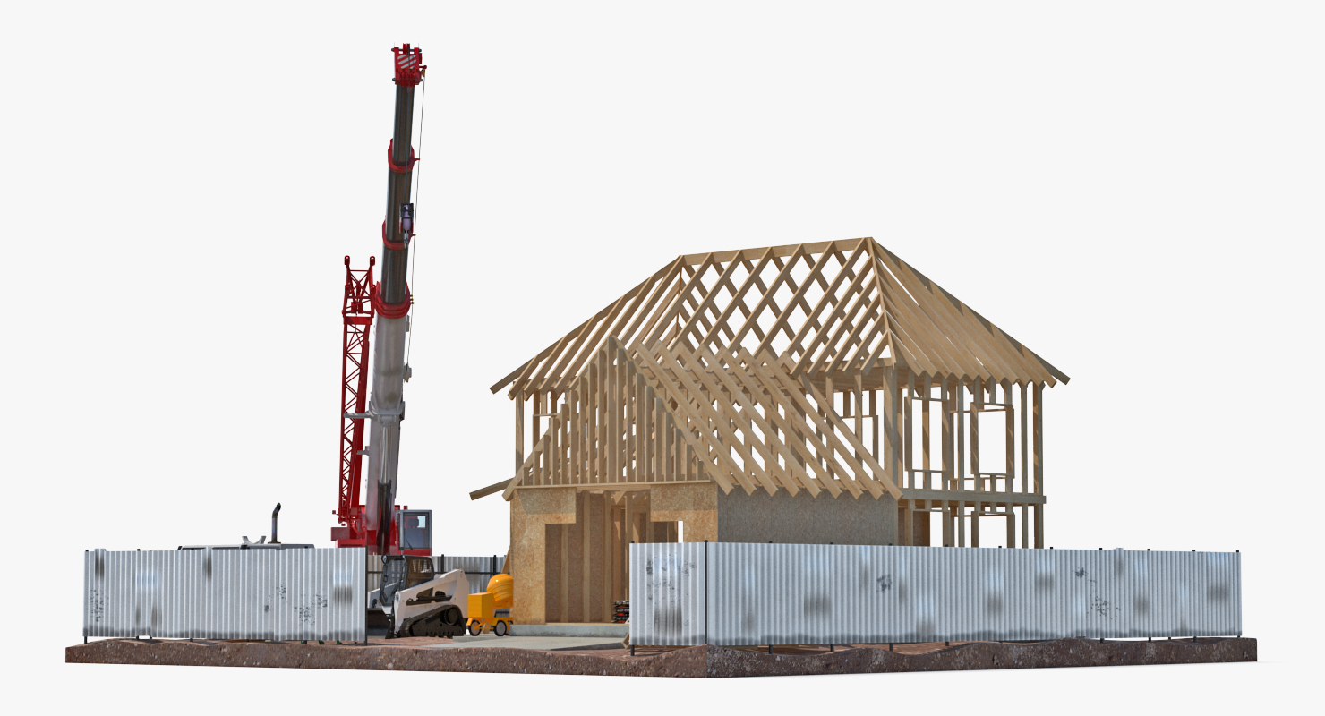 3D Private House Construction 2 with Equipment model