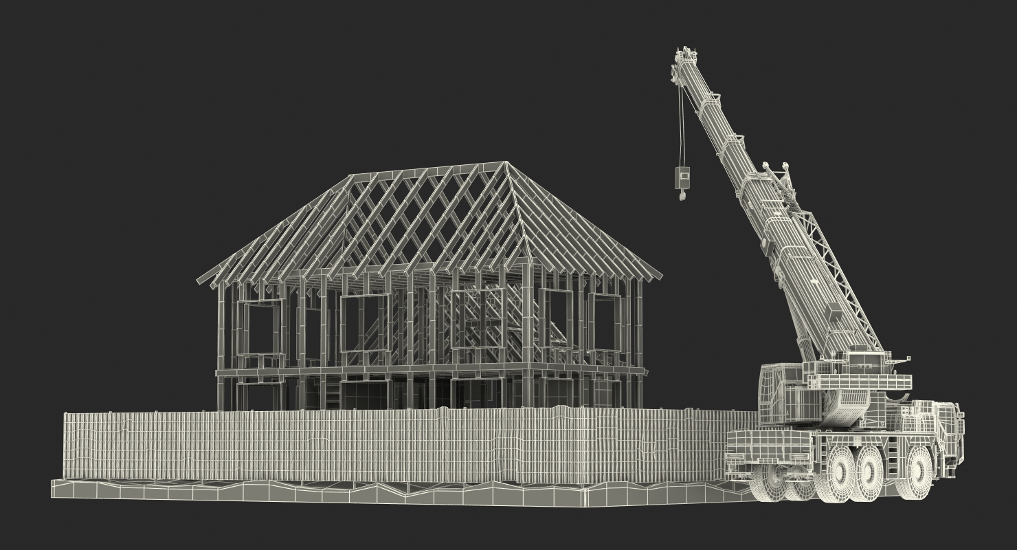 3D Private House Construction 2 with Equipment model