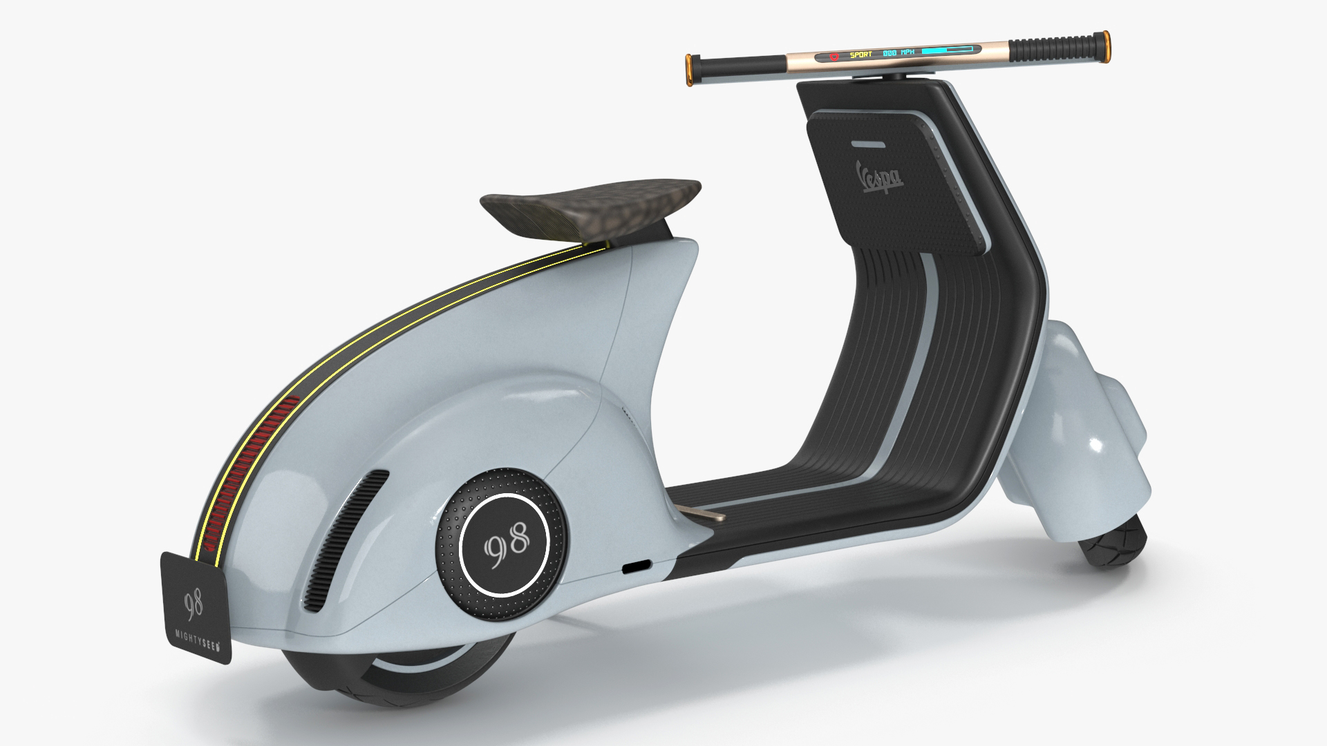 Blue Electric Scooter Vespa 98 Lights On Rigged 3D