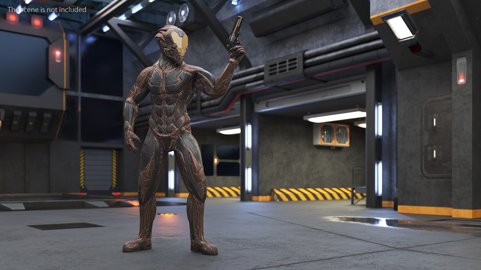 3D model Futuristic Armored Character Rigged