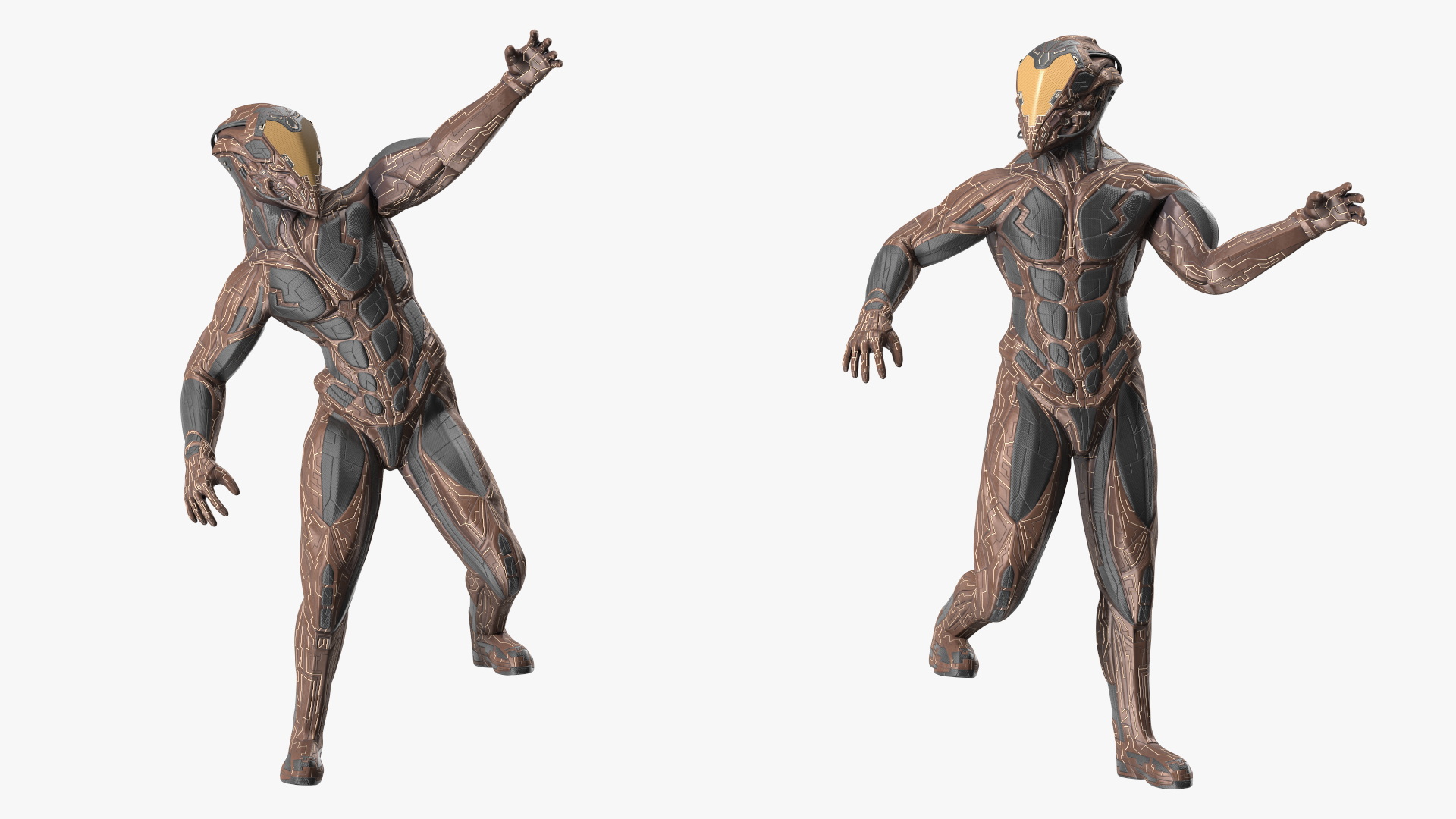 3D model Futuristic Armored Character Rigged