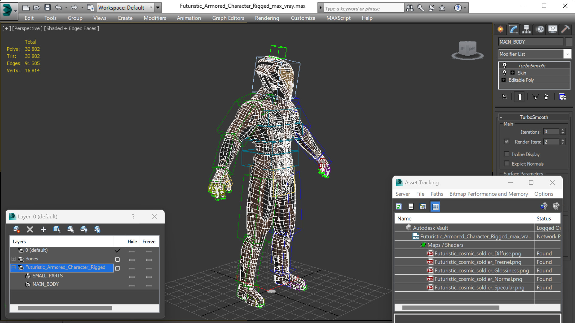 3D model Futuristic Armored Character Rigged