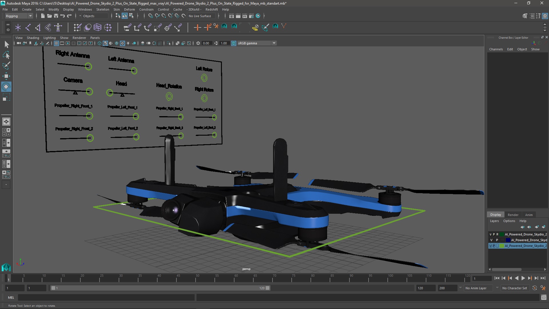 3D model AI Powered Drone Skydio 2 Plus On State Rigged for Maya