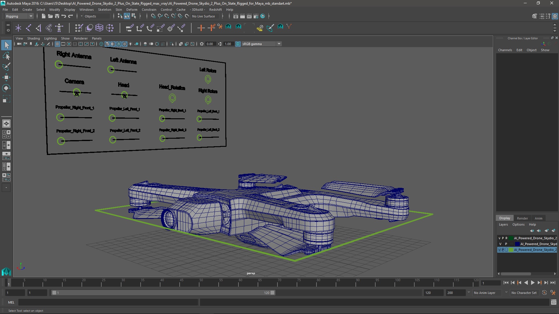 3D model AI Powered Drone Skydio 2 Plus On State Rigged for Maya