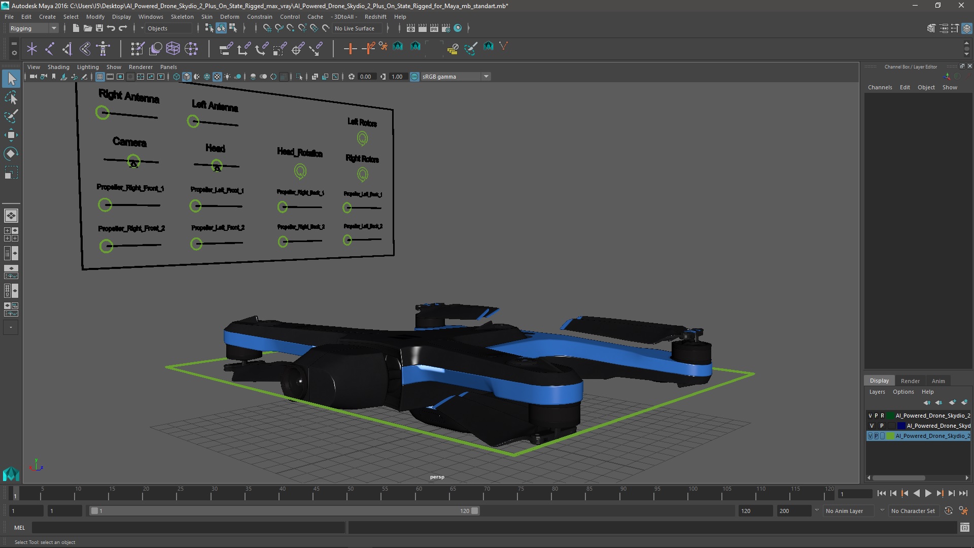 3D model AI Powered Drone Skydio 2 Plus On State Rigged for Maya